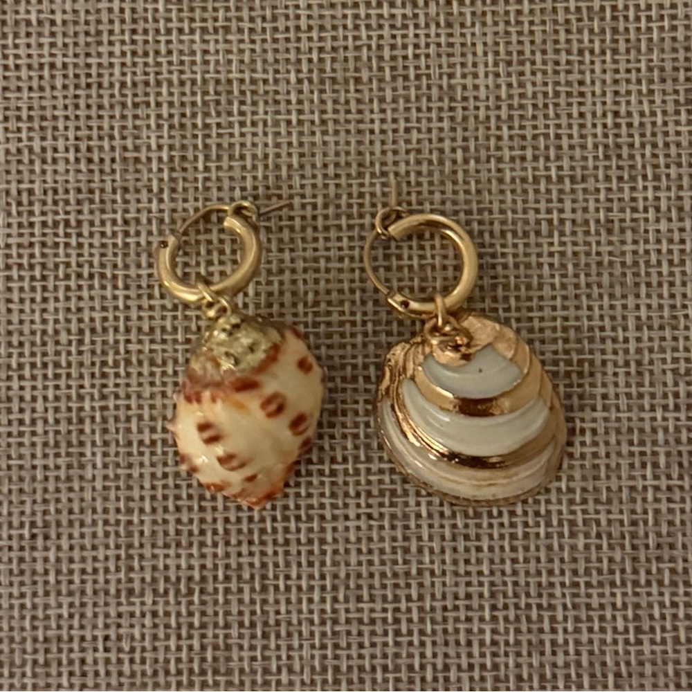 Brinker + Eliza Gold and Cream Shell Earrings